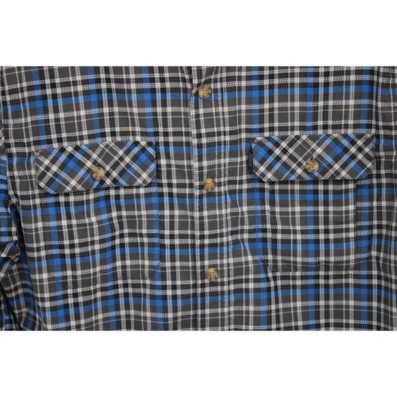 Duluth Blue Gray Plaid Short Sleeve Button Front Shirt Size Large - Picture 3 of 6